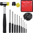Pin Punch Set, 14pcs Removing Repair Tools, including Universal Block, Pin Punches and Hammer