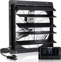 VEVOR 24 inch Shutter Exhaust Fan, Wall Mounted Attic Vent Fan with Smart Programming Variable Speed Temperature Control, 4800 CFM,EC Motor,Timer, for Shed,Garage,Greenhouse Ventilation Cooling,Black