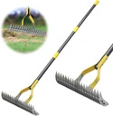 Thatch Rake, 2-in-1 Lawns Manual Dethatcher with Adjustable Head, 55" Heavy Duty Metal Dethatching Rake Garden Tools, 19-Tooth Sharp Blade for Yard Dead Grass, Moss Removal, Soil Loosening