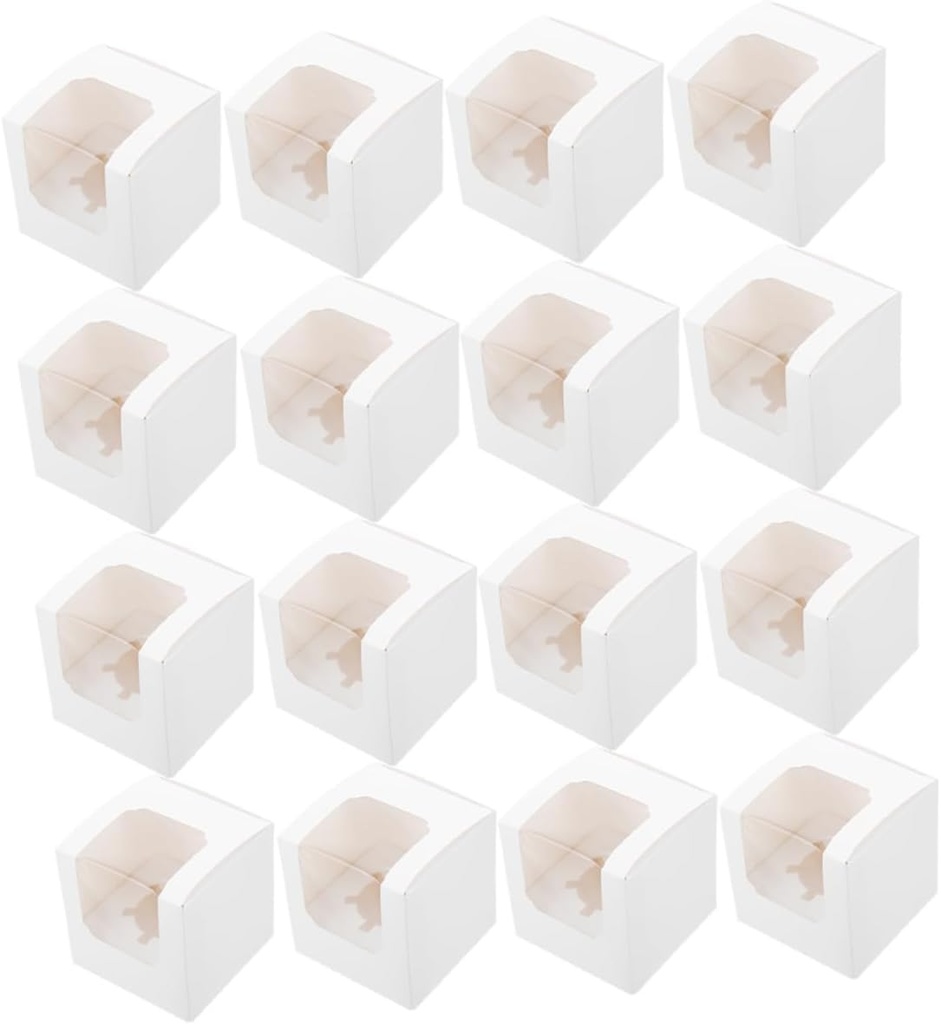 BESTOYARD 40Pcs Individual Cupcake Boxes with Window Lids Portable Dessert Containers for Cupcakes Muffins and Pastries for Weddings Birthdays and Showers White Cardboard