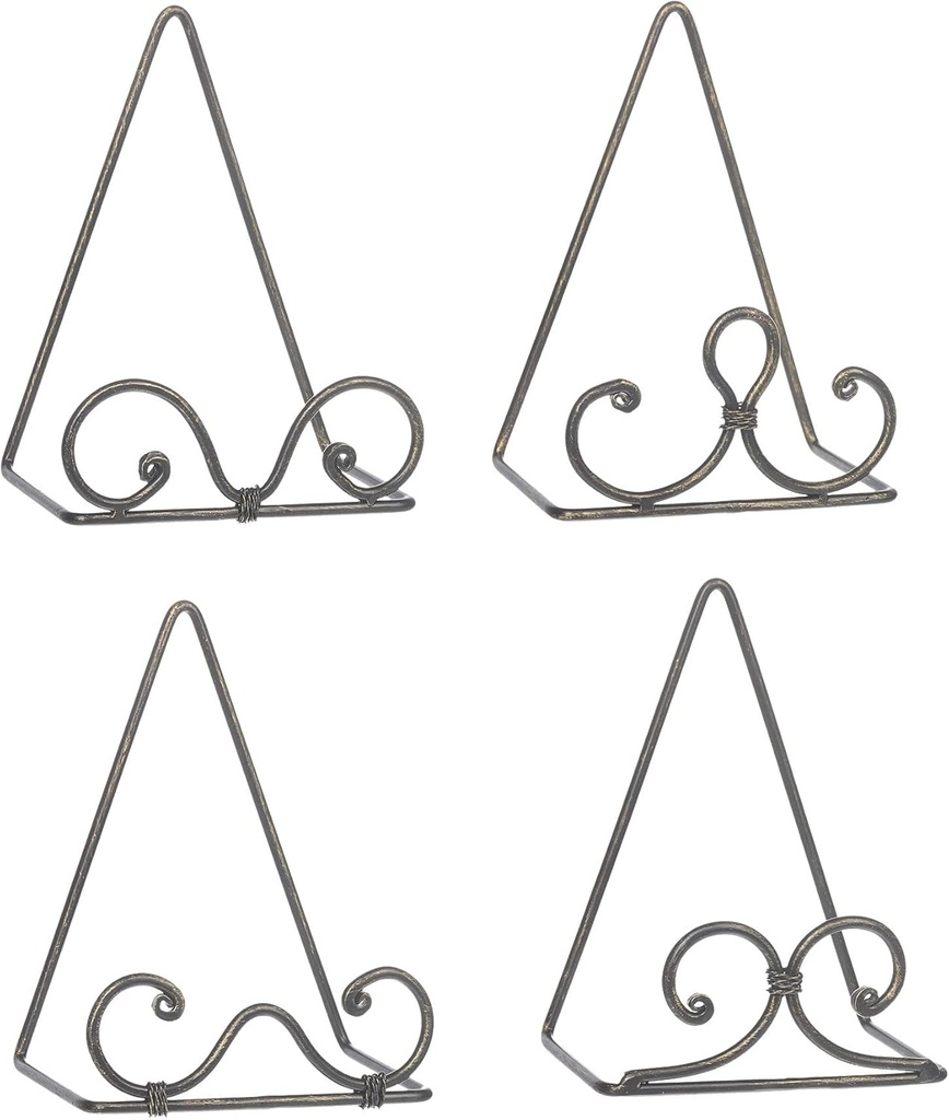 CC Home Furnishings Club Pack of 12 Antique Gold Finish Scroll Design Plate Stands