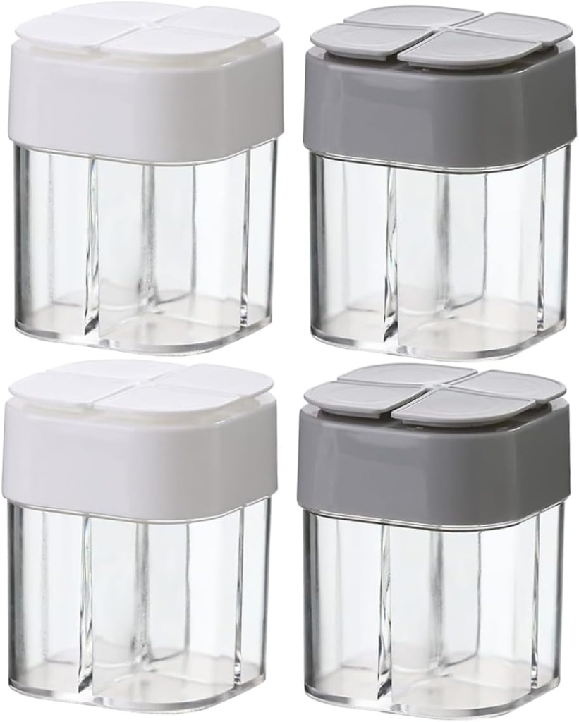 Plastic Spice Dispenser Set with Flip-Top Lids Travel Condiment Containers for Camping BBQ and Home Cooking 4-Piece Condiment Shaker Kit