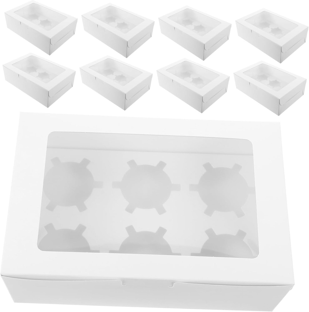 10pcs Cupcake Boxes Window Paper Bakery Boxes for Cupcakes and Muffins Bulk Cake Pastry Window
