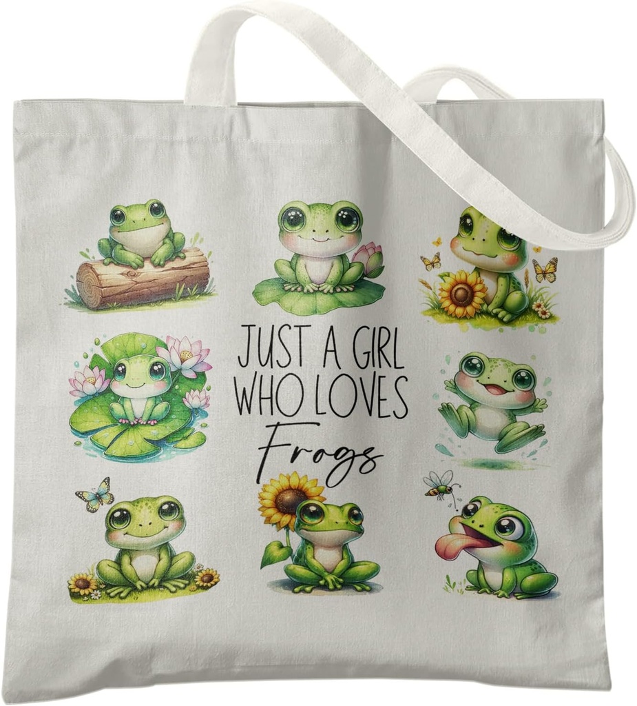 Funny Frog Canvas Tote Bag,Frog Lover Canvas Bag For Shopping Market Work,Canvas Shoulder Bag For Frog Lover Gifts
