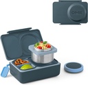 Omie OmieBox UP bento Box for Kids | Insulated Lunch Box | Leak Proof Vacuum Insulated Thermal Food jar | Cooler ice Pack | 2 Compartments (Graphite)