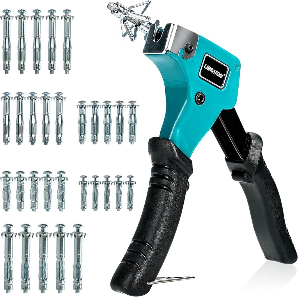 LIBRATON Molly Bolts for Drywall & Plaster Walls (0.12"-1.52"), 30PCS in 6 Sizes with Setting Tool, Heavy Duty Hollow Wall Metal Anchors Screws Kit, Holds Up to 65lbs, for TV, Shelf, Mirror