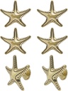 6Pcs Starfish Drawer Knobs, Gold Cabinet Handles, Ocean Theme Single Hole Knob, Starfish Handle with Screws for Home Office Kitchen Bathroom Dresser Cupboard Wardrobe Furniture Hardware Decor