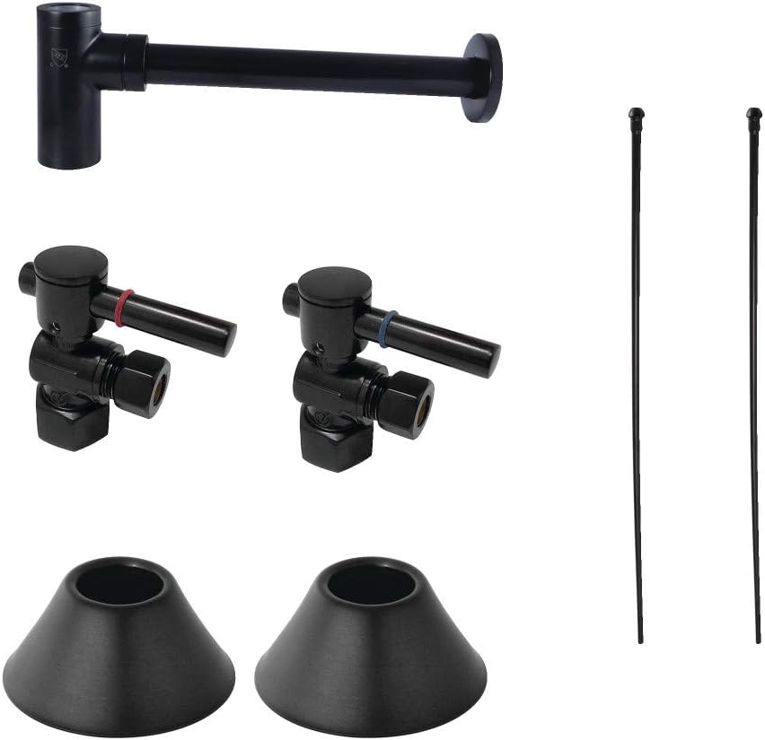 Kingston Brass CC43100DLLKB30 Trimscape Modern Plumbing Sink Trim Kit with Bottle Trap in Matte Black