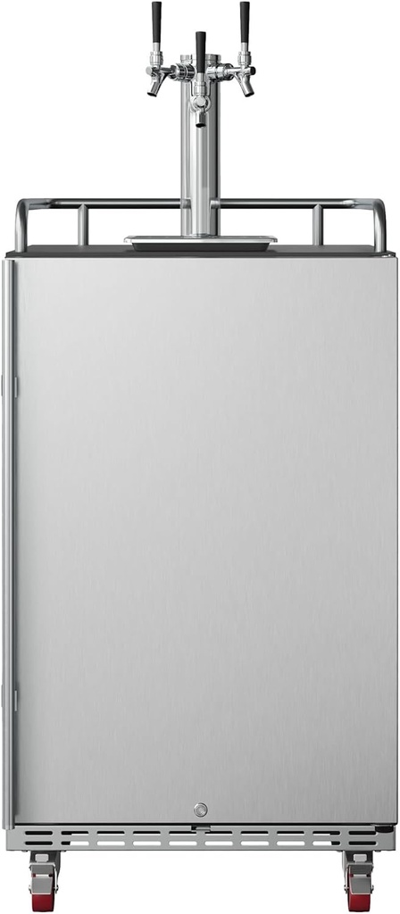 EdgeStar KC7000SSTRIP Full Size Triple Tap Tower Cooled Built-In Kegerator - Black and Stainless Steel