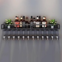 Wall Wine Racks, Bar Unit Black Floating Shelves, Iron Bottle Holder, Glass Rack Storage Display Stand, Wine Organizer Shelf, for Bars, Kitchens, Wine Cellars, Home
