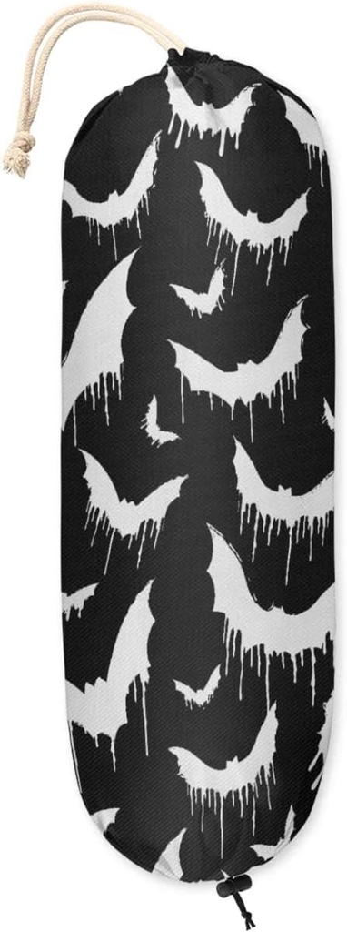 Halloween Bat Plastic Bag Holder, Wall Mount Grocery Bag Holder for Plastic Bags, Reusable Shopping Bag Storage Organizer Trash Bag Dispenser for Home Kitchen Decor