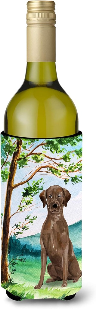Caroline's Treasures CK2021LITERK Under The Tree Chocolate Labrador Wine Bottle Hugger Bottle Cooler Sleeve Hugger Machine Washable Collapsible Insulator Beverage Insulated Holder
