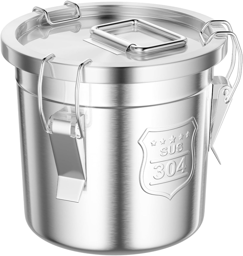 Cereal Container,304 Stainless Steel Airtight Canister, Cereal Container Bucket with Airtight Lid for Kitchen Rice Oil Milk Storage Canister 6L / 12L (6L/203 OZ)