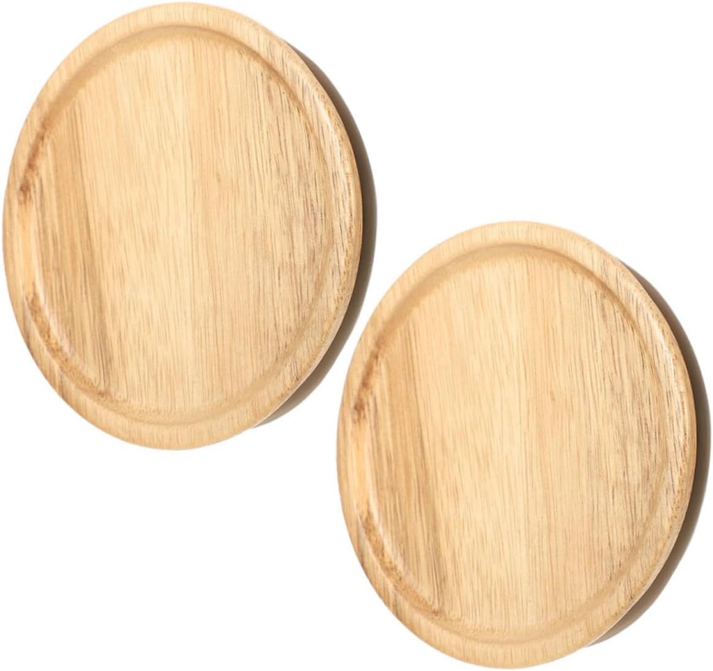 2pcs Reusable Jar Lids with Silicone Seal Wooden Storage Covers for Jars for Tea Cookies Fruits and Canning and Easy to Clean