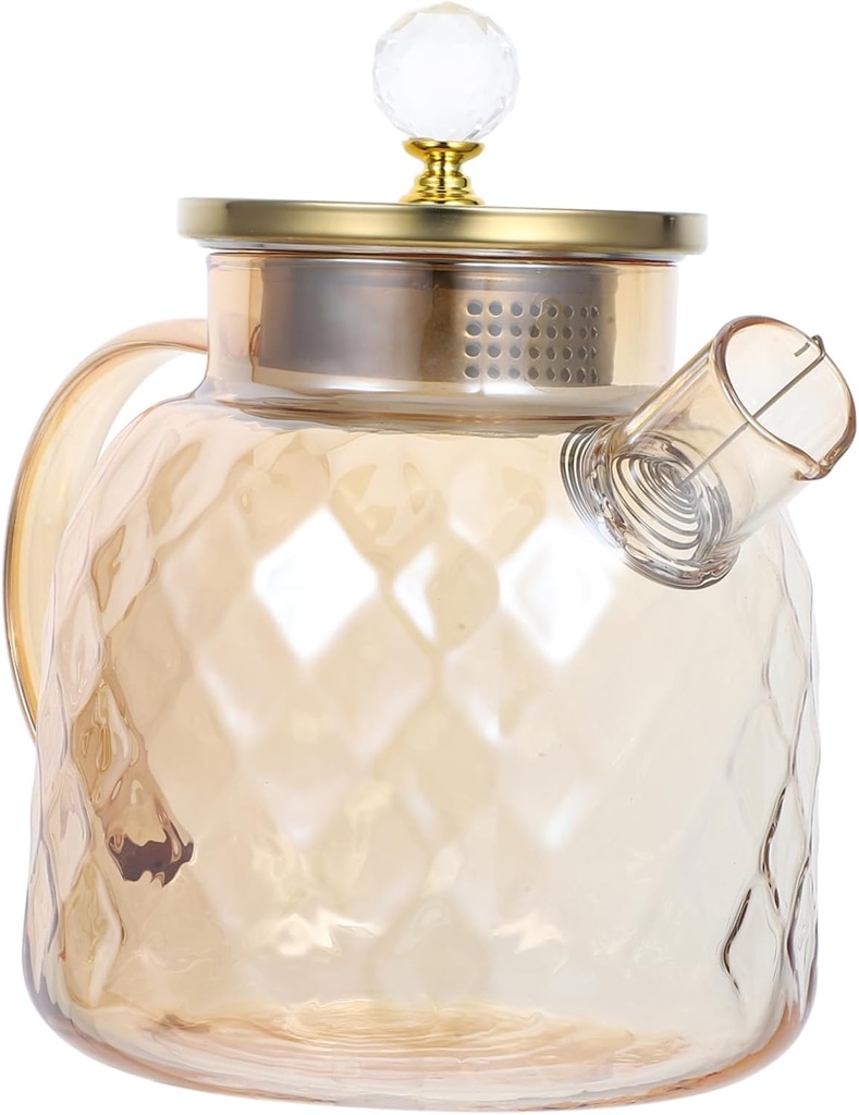 Cabilock Amber Borosilicate Glass Pitcher with Lid Large Water Glass Jug for Iced Tea Juice and Cold Beverages Thickened Handle for Easy Grip Household Drinkware for Parties and Daily Use