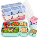 Bento Box Adult, 4 Pack 5 Compartments Meal Prep Container Reusable Food Storage Lunchable Containers with Sauce Containers, Snack Boxes For Adults Bento Box For Kids