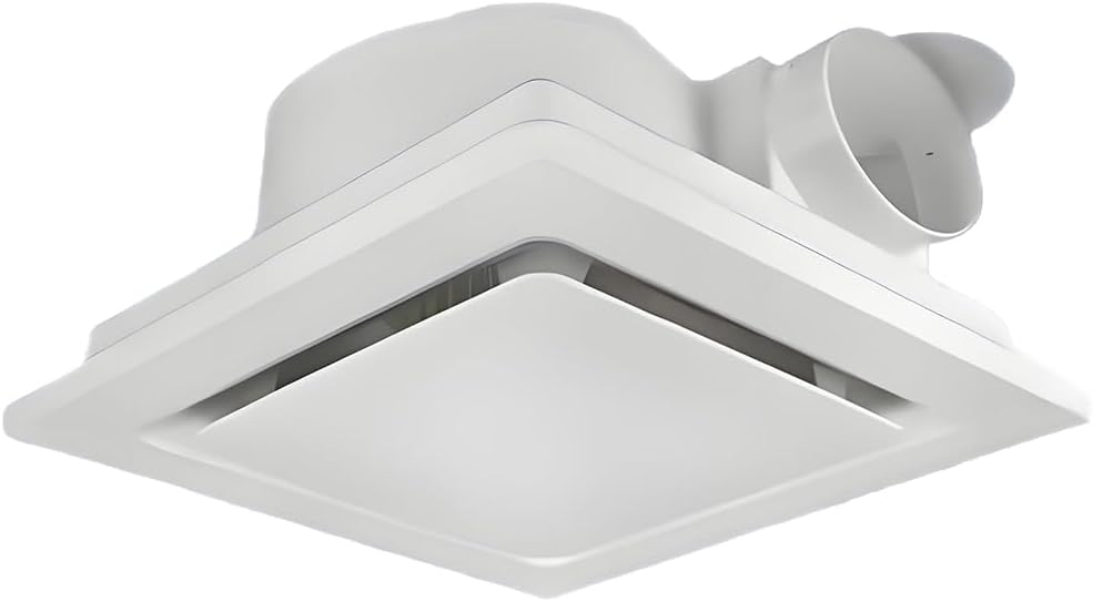 Bathroom Exhaust Fan 10" Panel, 8" Hole Size, Ceiling Mount Ventilation Fan without Light, Square Quiet Ventilation 111 CFM, 4" Duct Extractor Fan for Home Bathroom Office, White
