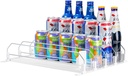 Baraiser Drink Organizer for Fridge, Self-Pushing Soda Can Organizer for Refrigerator, Width Adjustable Pusher Glide, Automatic Drink Dispenser (4 Rows, White)