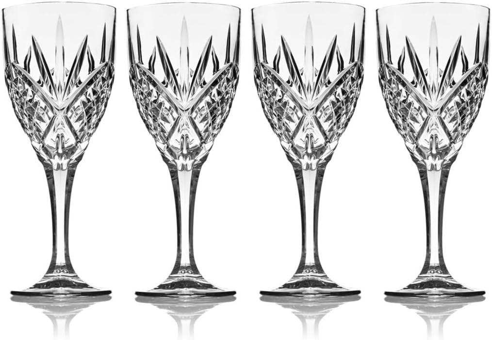 Godinger Goblet Drinking Glass, Goblet Glasses, Glass Cup, Cocktail Glass, Acrylic Glasses, Clear, Set of 4