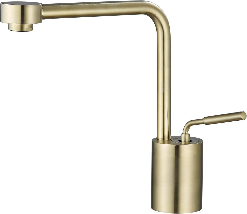 Gold Brushed Bathroom Sink Faucet One Hole Bathroom Faucet - 360 Degree Modern Vanity Basin Faucet with Water Supply Hoses Deck Mount