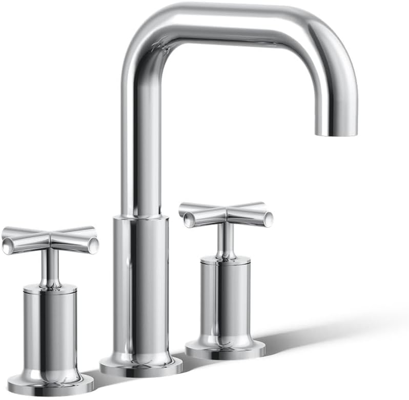 Kohler T14428-3-CP Purist Deck-Mount High-Flow Bath Faucet Trim with Cross Handles, Valve Not Included, Polished Chrome