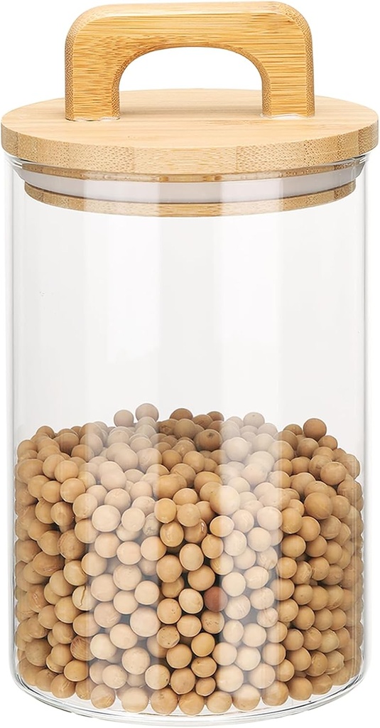 uxcell Glass Food Storage Jars 33.8oz Glass Canisters with Bamboo Airtight Wooden Lids Food Storage Container for Coffee Tea Sugar Candy Cookie Rice Flour Pasta Nuts Clear