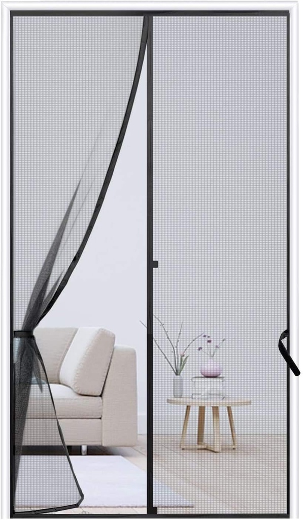 Magnetic Screen Door 38 x 82 Reinforced Fiberglass Mesh Curtain Back Door Mesh with Full Frame Hook&Loop net Fits Door Size up to 38"x82" Max Grey (Magnetic Screen Door 38 x 83 Grey net)