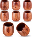Suclain 6 Pieces 6 oz Wooden Tea Cups Wooden Coffee Cups Wood Teacups Coffee Mug for Drinking Espresso Tea Beer Wine Water Restaurant Cafe Home Serving Entertain, Cannot Use Dishwasher