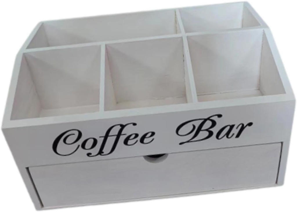 Wooden Coffee Station Organizer Coffee Pod Holder Stylish Farmhouse Counter Storage Basket Coffee Bar Decor for Kitchen Gifts, Double Layer