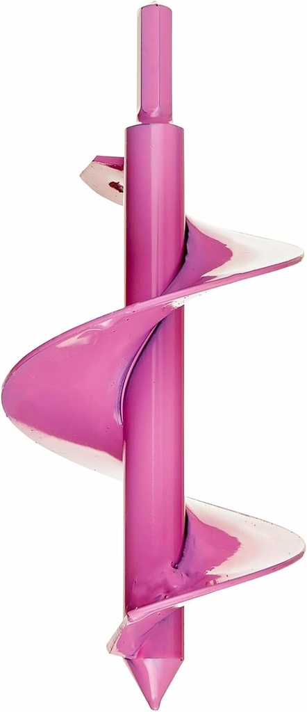 Power Planter Bulb Auger & Bedding Plant Tool - 3"x7" Garden Drill Bit with 3/8" Non-Slip Hex Drive, Hand-Welded Planting Tool, Up to 6" Deep, Pink