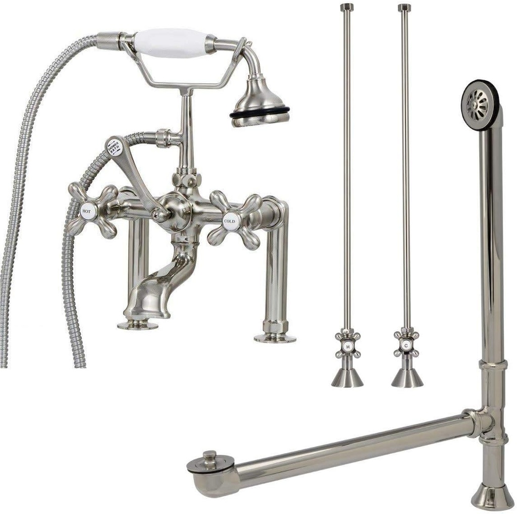 Vintage Tub & Bath Clawfoot Tub Rim Mount Faucet Set with Lift and Turn Drain