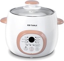Electric Stew Pot, Ceramic Soup Porridge Cooker, Slow Cookers with Lid, 1L, White