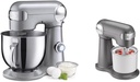 Cuisinart SM-50BC 5.5-Quart Stand Mixer, Brushed Chrome, Silver Lining & Fresh Fruit & Ice Cream Maker Attachment, White