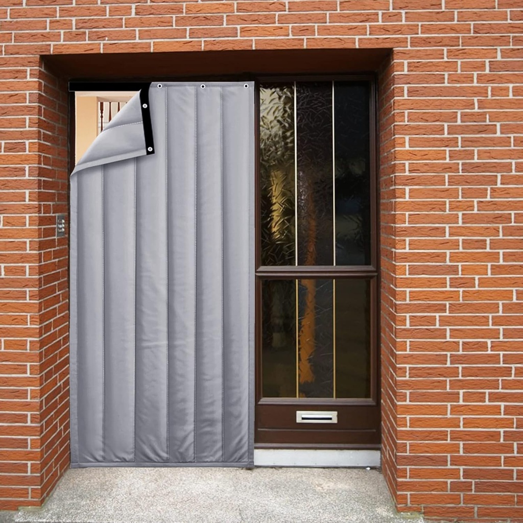 SYTH Door Curtain Thermal Insulated Doorway Patio Cover,Soundproof Windproof Waterproof Drapes Noise Reducing,Keep Warm in Winter Cool in Summer,for Air Conditioner Heater Room Home Kitchen,Gray