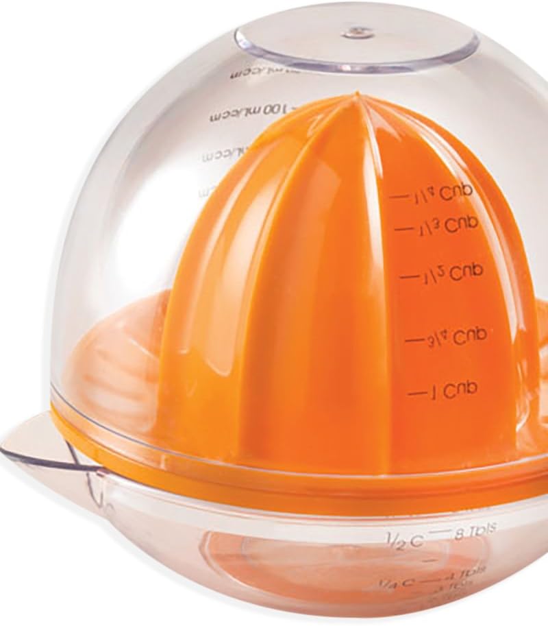 Manual Citrus Juicer Lemon Squeezer with Printed Measurements Orange and Lemon Manual Hand Juicer for Making Salad Dressing, Lemonade, Marinades, Baking and Mixed Drinks, by National Imports