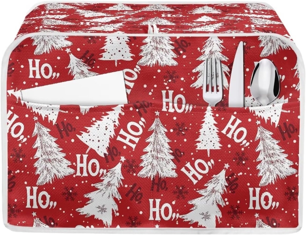Christmas Cader Toaster Covers 4 Slide Wide Slot Long Xmas Kitchen Decor Electric Appliance Dust Cover with Pockets Bread Machine Dust Cover Xmas Kitchen Decor