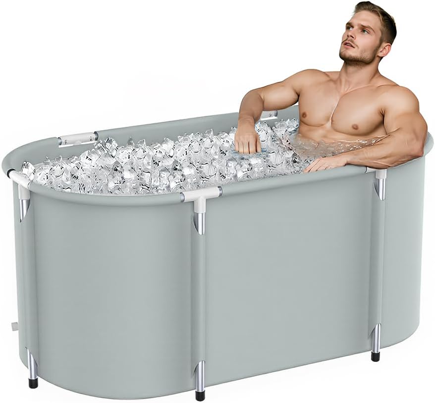 Ice Bath Tub 129 Gallon Cold Plunge Tub Portable Bathtub for Adults for Hot and Cold Baths, Indoor and Outdoor Use (Grey)