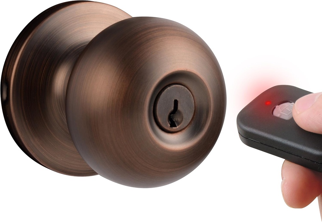 MiLocks WKK-02OB Digital Door Knob Lock with Keyless Entry via Remote Control for Interior Doors, Oil Rubbed Bronze