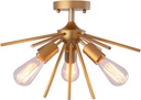 VILUXY Modern Gold Ceiling Light Sputnik Mini Flush Mount Ceiling Lamp Fixture Mid-Century Semi Flush 3 Lights for Hallway Entryway Dining Room Closet