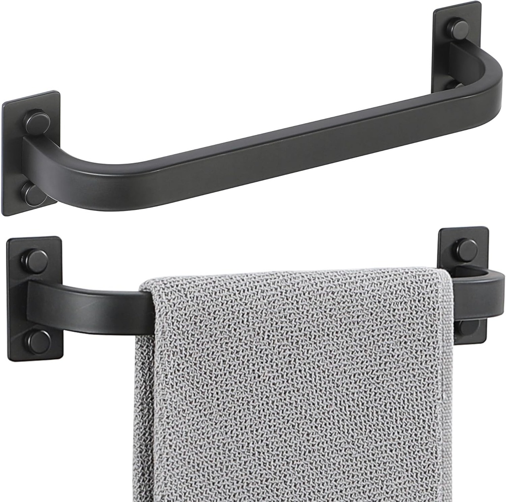 2Pack Bathroom Towel Bar, 10 inch Towel Racks for Bathroom Wall Mounted, SUS304 Stainless Steel Heavy Duty Towel Holder Bathroom Accessories Modern Home Decor, Matte Black Finished