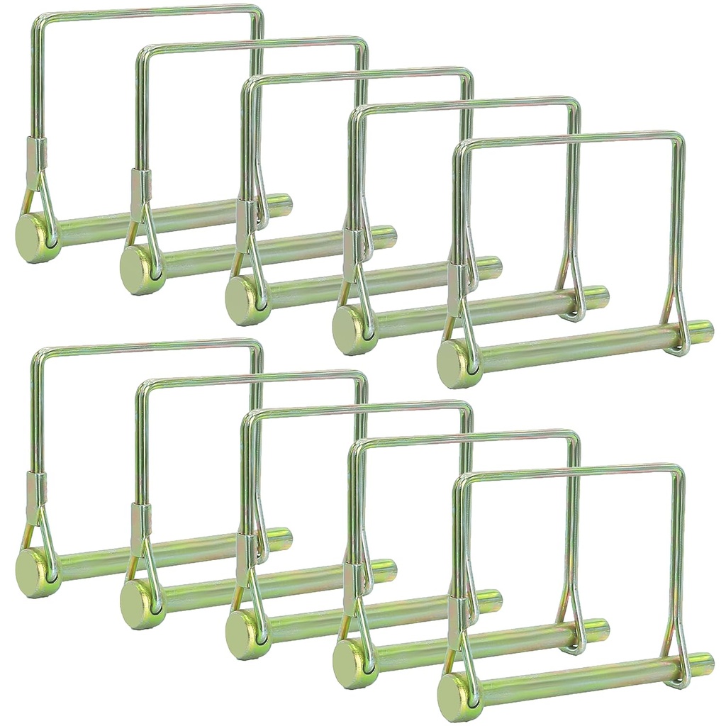Pack of 10 Gold Trailer Pins – 2-3/4" x 1/4" (L x W) – Featuring PTO Pins, Lock Pins, Trailer Hitch Pins, and Shaft Locking Coupler Pins for Farm Trailers, Towing, Lawn Equipment and Hitches.
