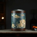 Ceramic Food Rice Jar with Lid,Chinese Style Clay Painting Rice Cylinder Containers,Food Storage Jar & Rice Bucket,Airtight Bulk Food Storage Canister,for Grains Snacks Candy Food Dispenser