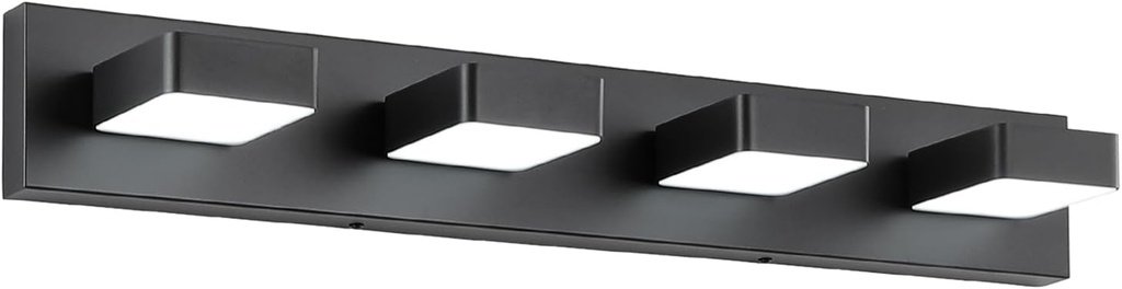 4-Light LED Modern Bathroom Vanity Light Fixtures (30-Inch, Cool White 6000K), Modern Acrylic Bathroom Wall Lighting Fixtures Over Mirror, Matte Black
