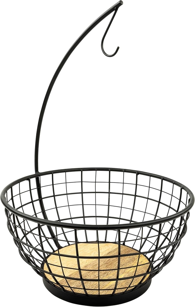 Spectrum Madison Fruit Tree for Storage and Display of Fruit, Vegetables, Produce on Kitchen Counter, Dining Room Table Light Wood/Black