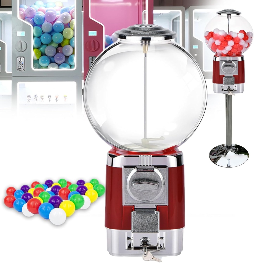 Coffee Pod Holder/Coffee Pod Gumball Machine,No Need to Insert Coins for Gashapons,Easily Accessible,Vending Machine,with Metal Stand&20 Colored Ball Shells,red