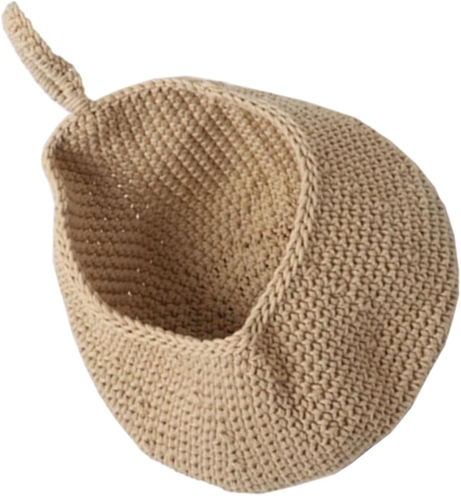 Handmade Hanging Woven Basket Wall Mount Storage Organizer Lightweight Fruit and Vegetable Holder Compact Decorative Pocket for Kitchen and Home