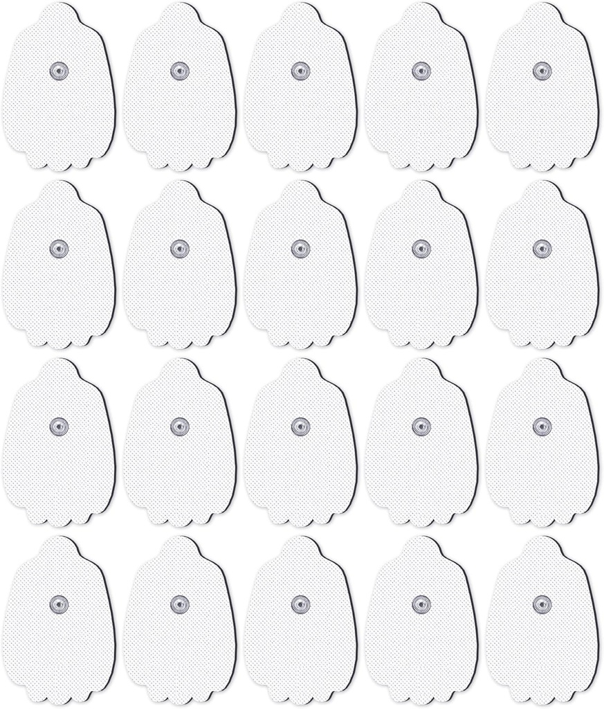 20-Pack TENS Unit Replacement Pads, Long-Lasting Snap Electrodes for 50 Times of Use per Pad, Latex-Free TENS Pads Set Compatible with TENS EMS Devices Using 3.5mm Button Lead Wires