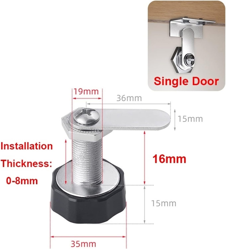 Office Desk Drawer Password Lock Cabinet Door Lock Household Iron Storage Cabinet Lock Bedside Table Tongue Lock MA088 1Pcs (Color : Single - 16mm, Size : Red Bronze)