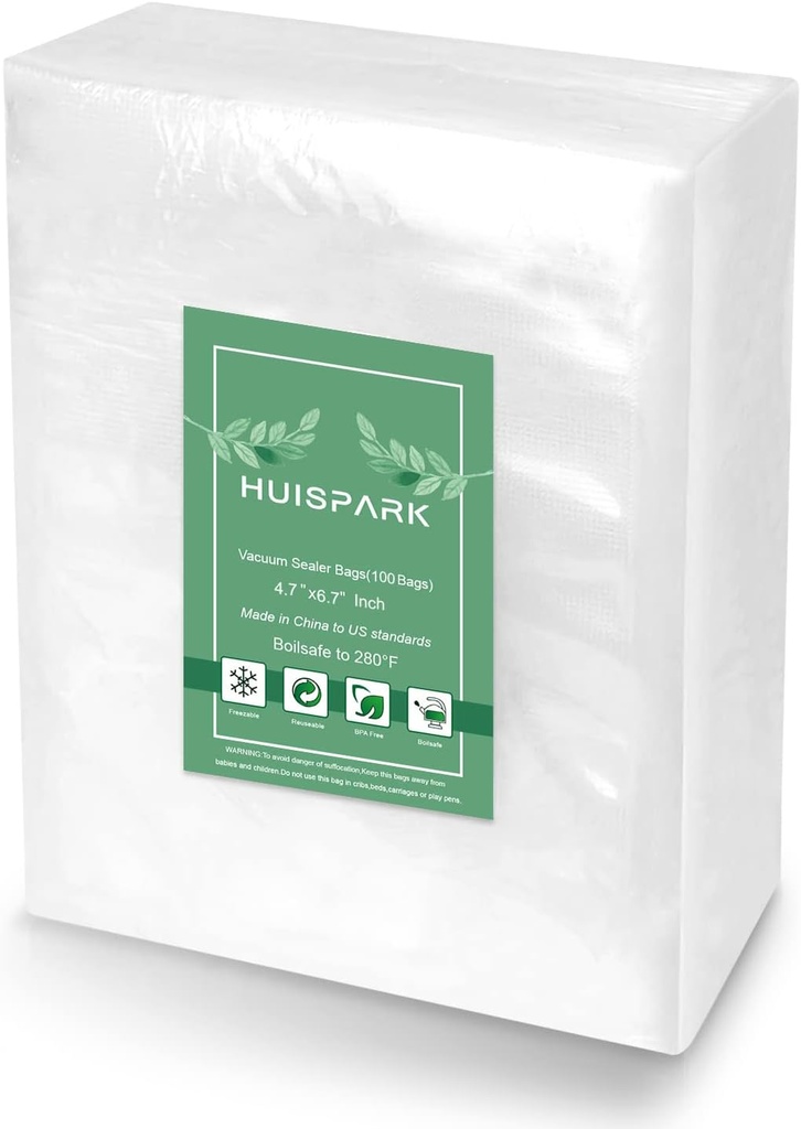 Vacuum Sealer Bags, Food Vacuum Sealer Bag, 100Pcs 4.7" x 6.7" Smell Proof Bags, Heavy Duty, Puncture Prevention, Boilsafe, Freezable, BPA Free, Commercial Grade, Fit Airtight Food Storage Sous Vide