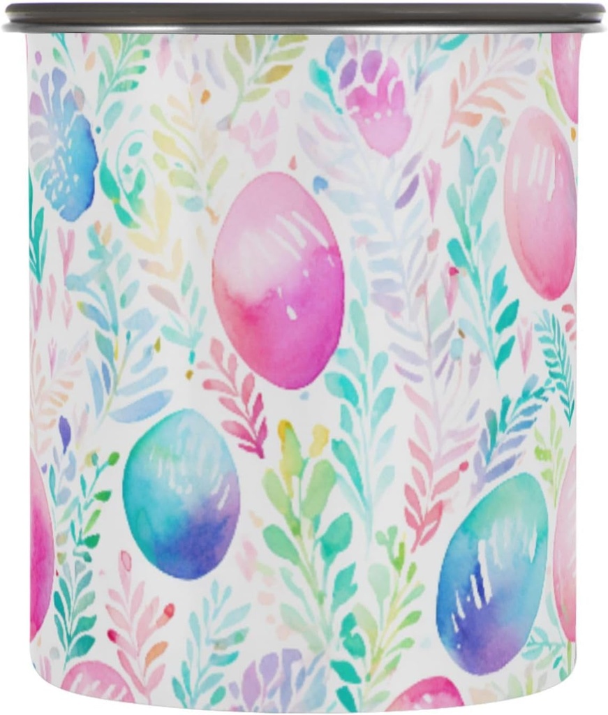 ALAZA Rainbow Easter Eggs Airtight Coffee Bean Canister 30oz Food Storage Containers with Lids For Gournd, Tea, Sugar, Flour, Rice, Cereal, Candy Cookie Jar